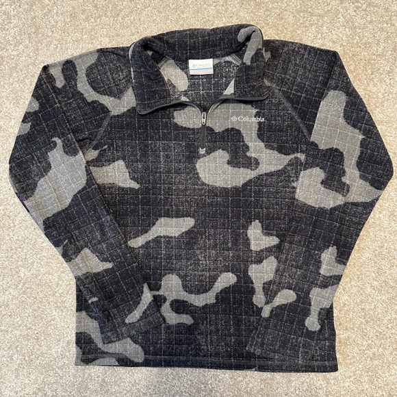 Columbia Other - Columbia Kids Quarter Zip Pullover Fleece Camo Gray Black Top‎